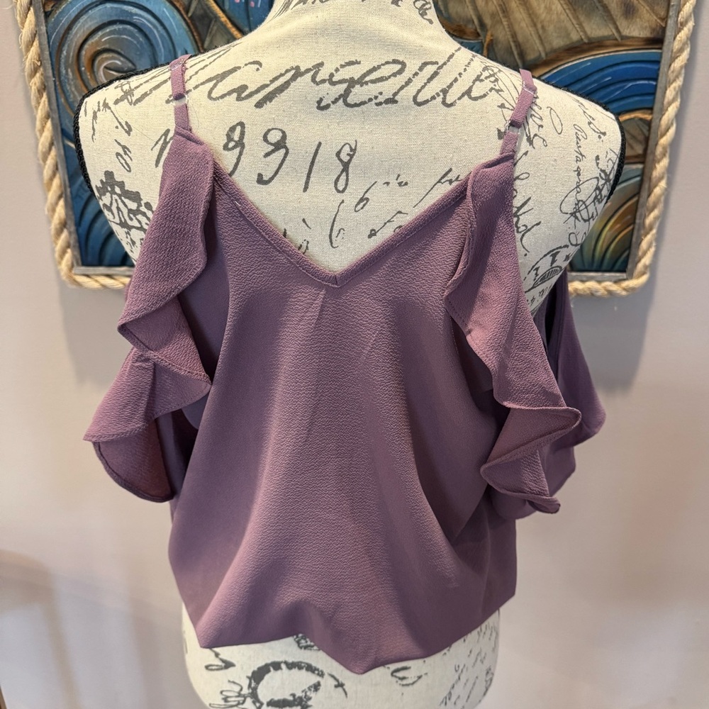 Purple Ruffle Off-Shoulder Top - Picture 4 of 4